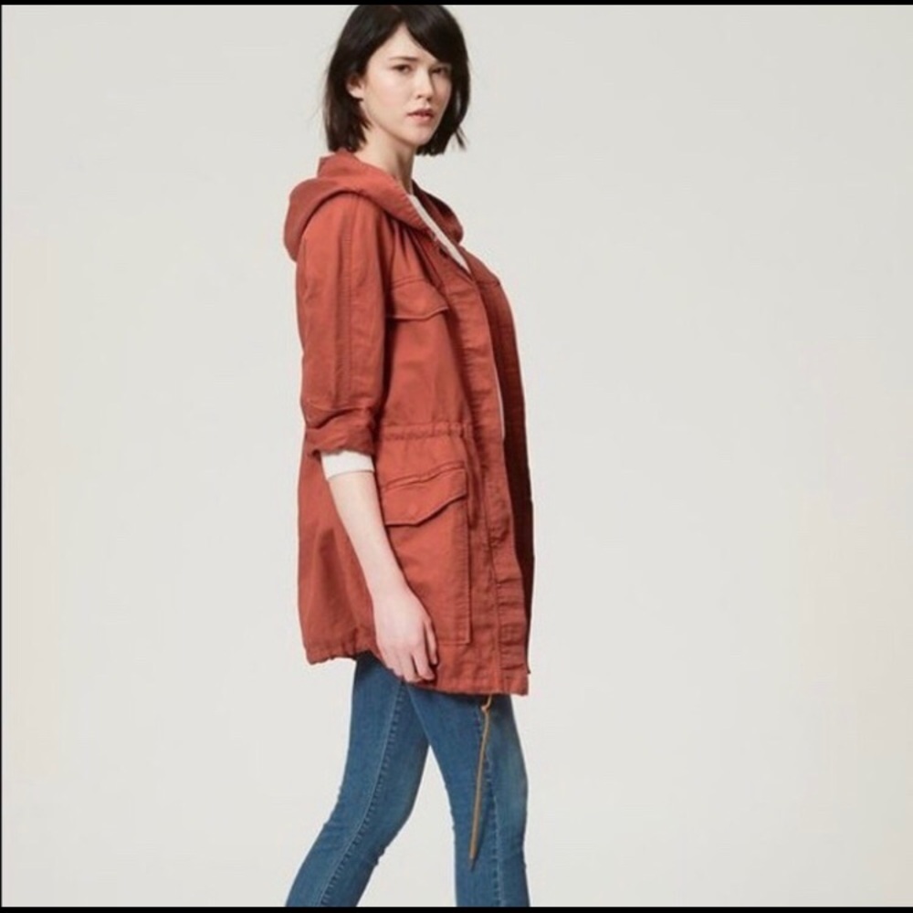 Loft Drawstring Jacket. Coral/Rust Color. Size S. - image 1